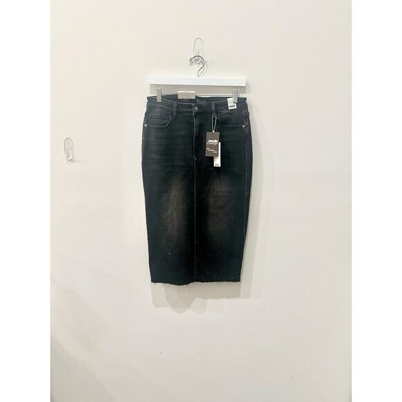 NWT Judy Blue High Waist Rhinestone Embellished Midi Denim Pencil Skirt Black L - Picture 2 of 5